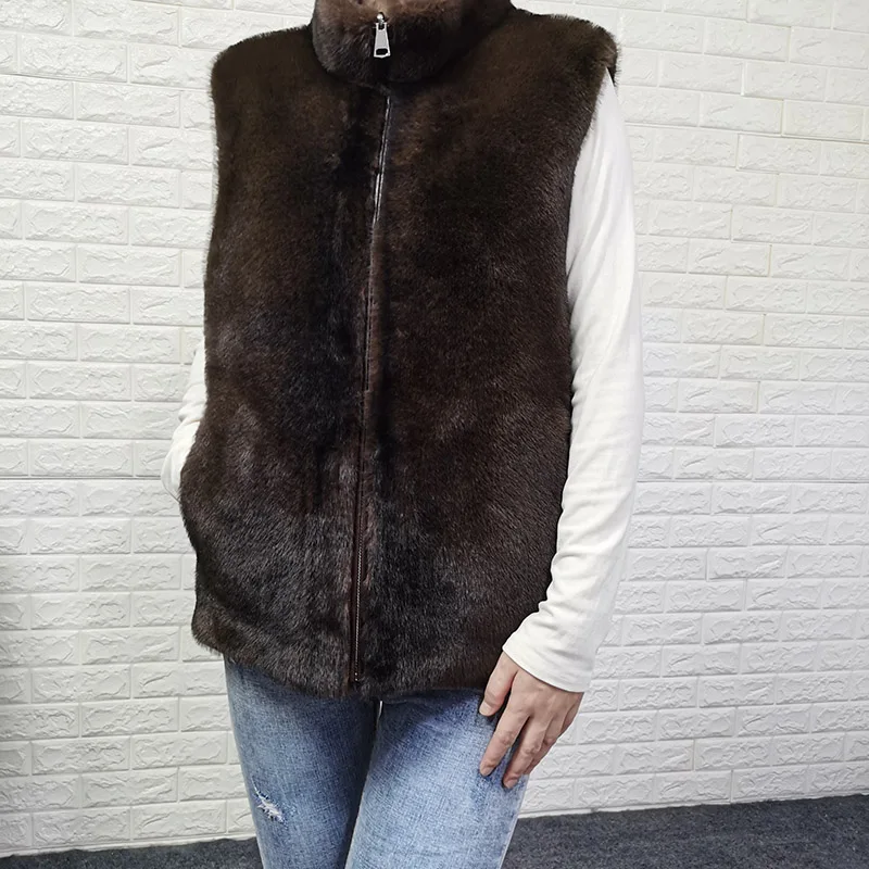 Maomaokong Dubbelzijdig Dragen Herfst Winter Warm Vest Nepbont Vest Imitatie Nertsbont Kunstbont Vest