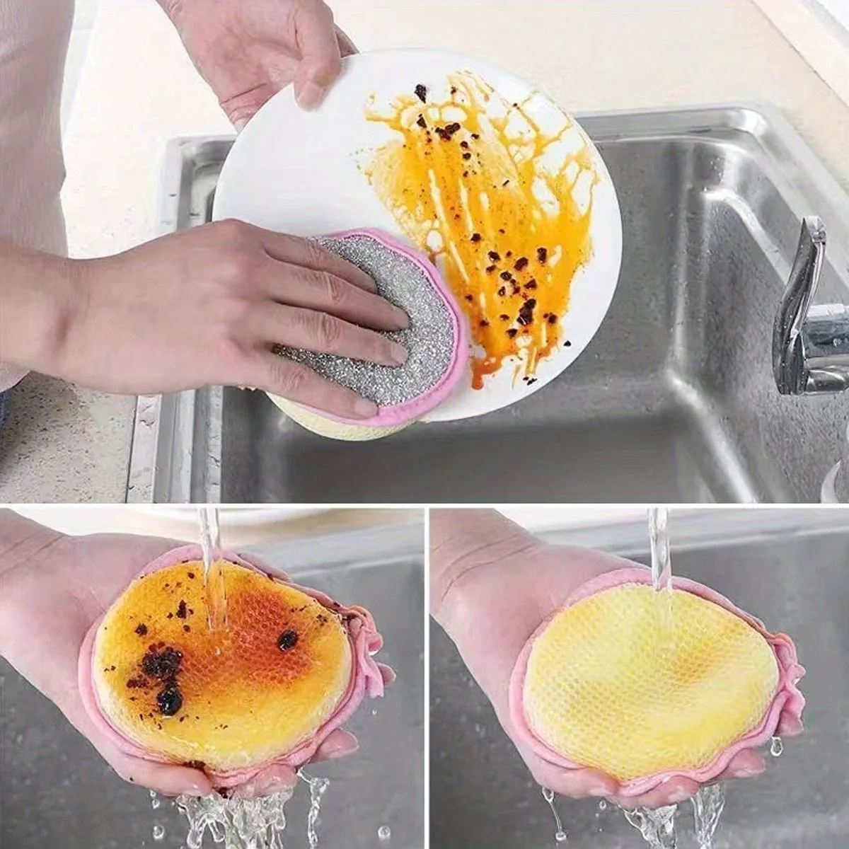 12-Piece Cleaning Sponge Set, Scouring Pads, Square Dishcloths, Minimalist Dish Towels, Sink or Stove Cleaning Cloths