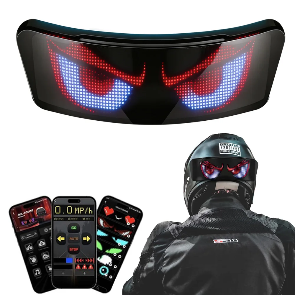 Led Helmet Display, Motorcycle Helmet Turn Signal Lights APP Control LED Warning Signal Tail Light for Bike Motorcycles Helmet