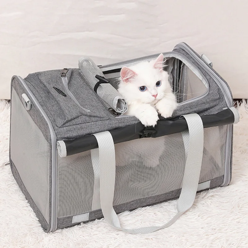 Pet Bag  Portable Bag for Outings Foldable Car Shoulder Portable Cat Bag  Large Capacity Two Cat Outing Bag