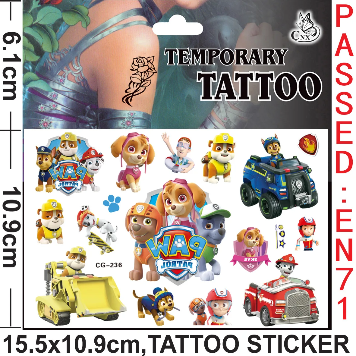 12styles Paw Patrol Toys Tattoo Stickers Anime Pet Dog Model Doll Chase Marshall Rocky Cute Cartoon Children Stickers Gifts