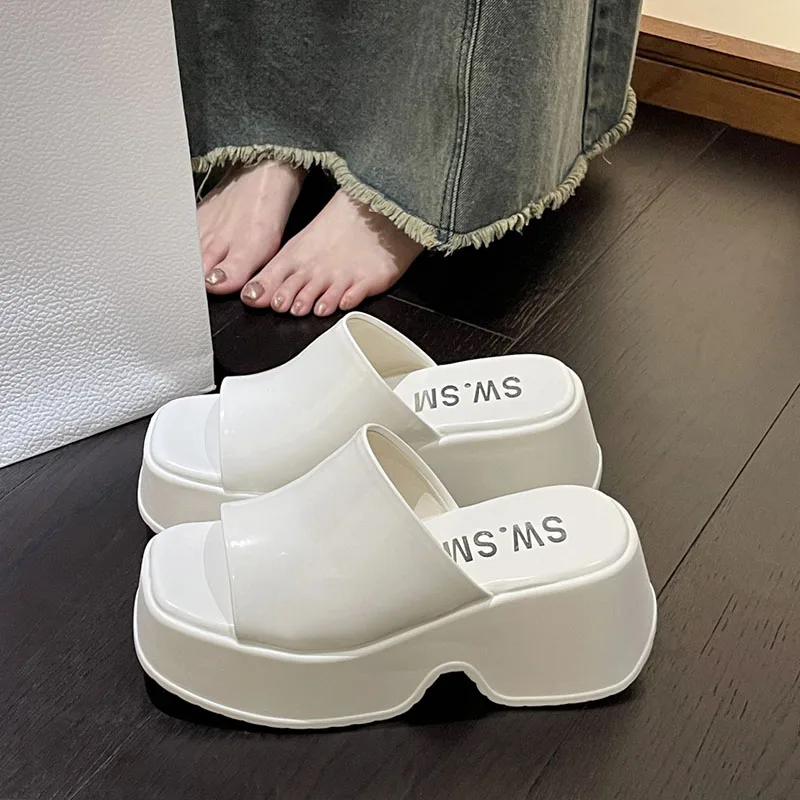 2022 New Brand Women Slipper Pink Fashion High Platform Heel Ladies Sandal Shoes Elegant Wedge Outdoor Slides Flip Flops Sh