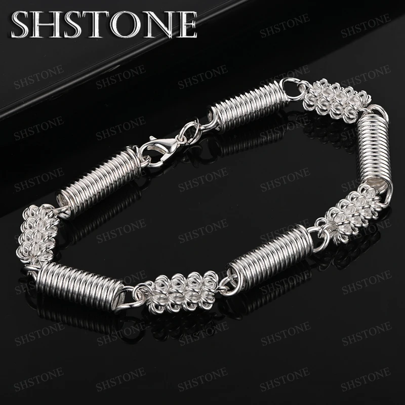 

925 Sterling Silver Spring Bracelet For Men Women Engagement Wedding Party Accessories Fashion Charm Boutique Jewelry Gift