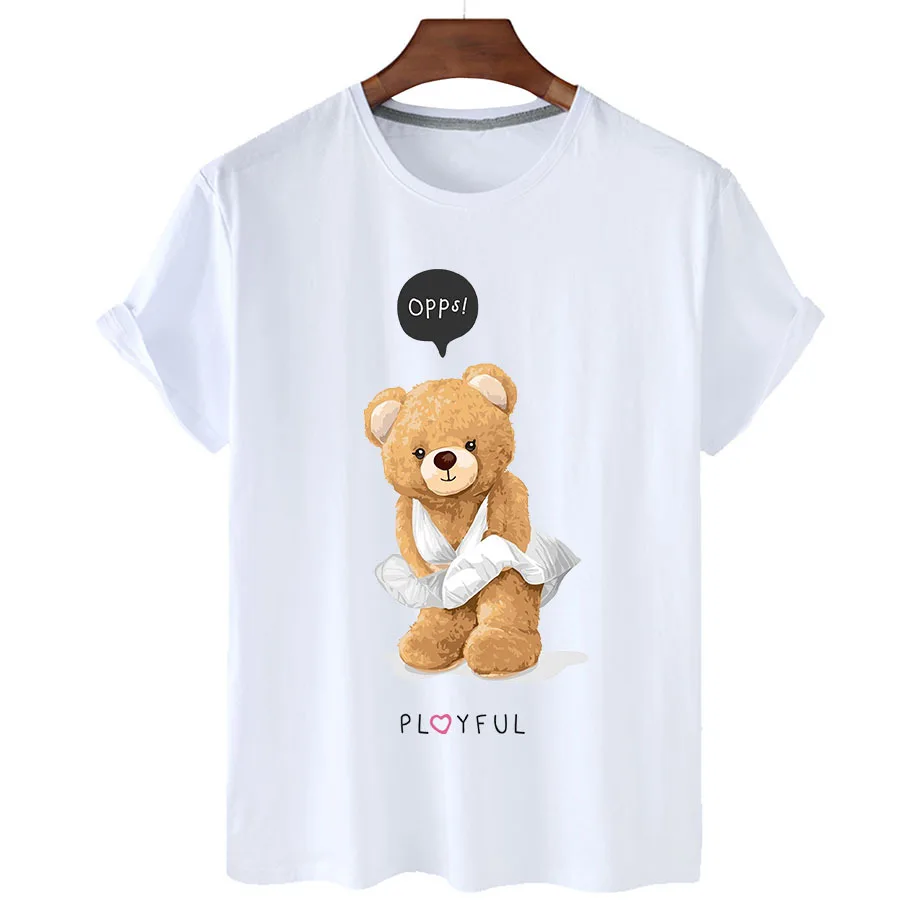100% Cotton Sexy Bear T Shirts Summer 2022 T Shirts Women Short Sleeve O Neck T Shirts Unisex Plus Oversized Women T Shirts 4XL