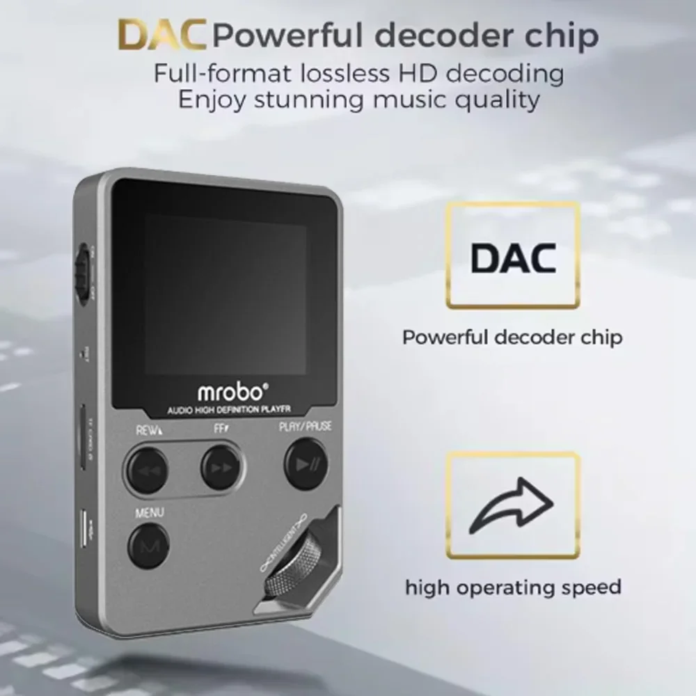 Hi-Fi Bluetooth MP3 Player Built In 8GB DAC DSD Track-wheel Sports 60Hr Long Time FM Radio Recorder Video MP3 Music Player