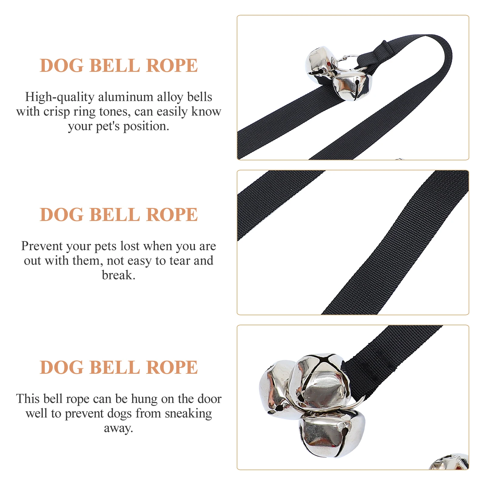 

1pc Premium Pet Bell Band For Door Aluminum Alloy Pet Alarm Bell Rope Durable Dog Traction Rope Crisp Tone Comfortable