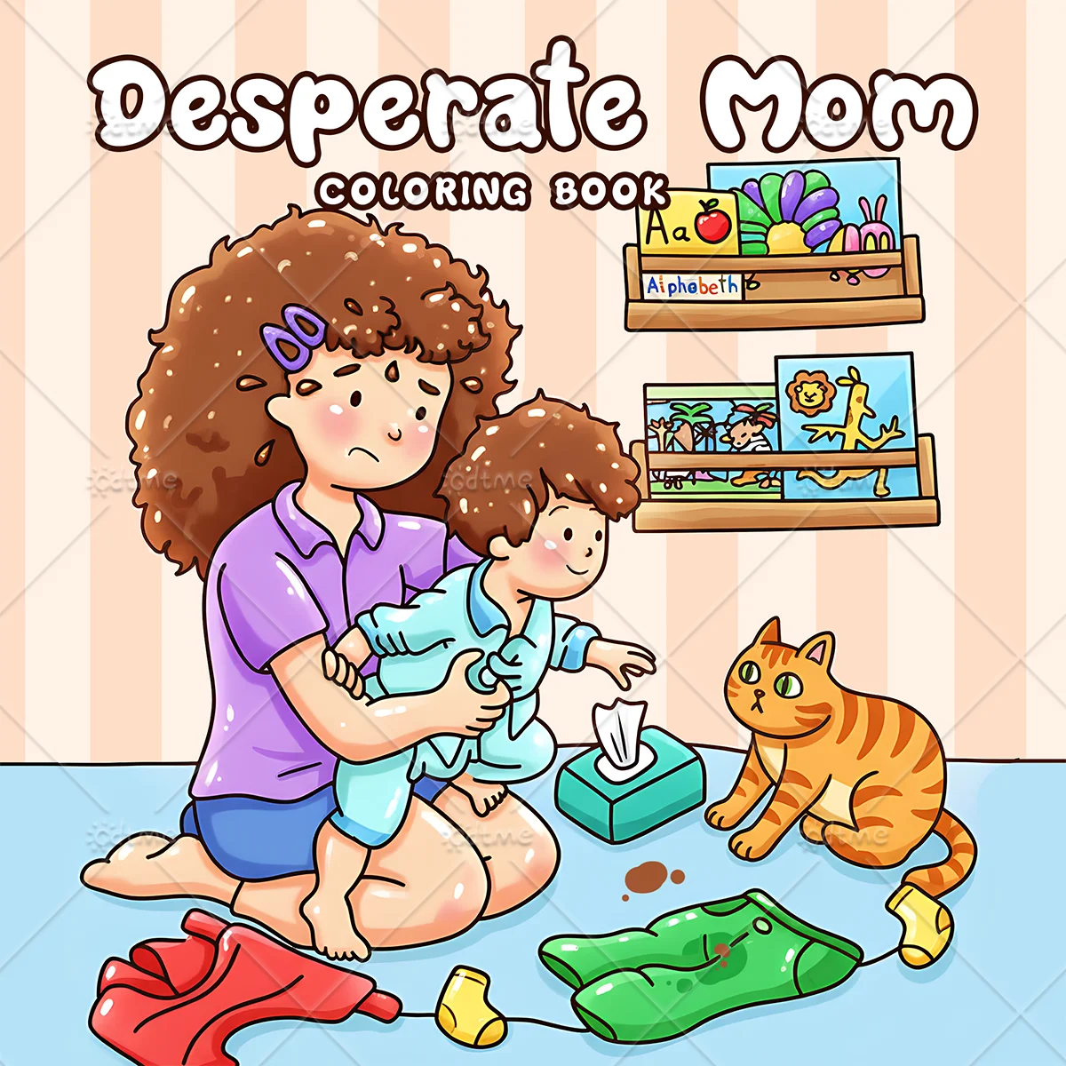 24 Pages Desperate Mom Daily Life Coloring Book for Adult | Colouring Book, Drawing Supplies for Christmas, Thanksgiving