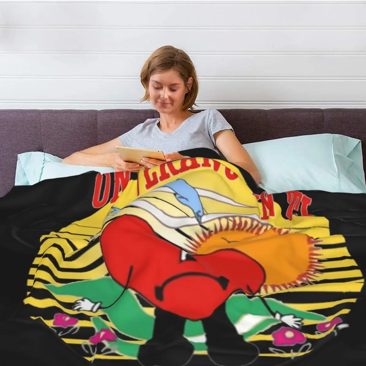 A Verano Sin Ti Pop Music Blanket Fleece Autumn Canvas Painting Multi-function Ultra-Soft Throw Blanket Bed Travel Plush Quilt