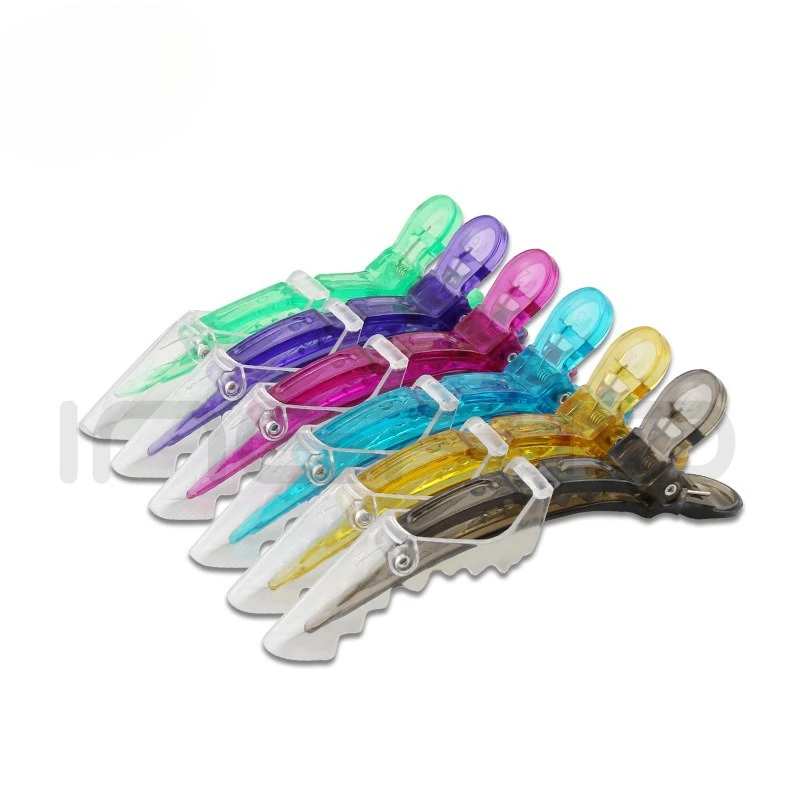 60Pcs Color Transparent Alligator Clip Partition Modeling Hairpin Hair Dyeing Fixed Household Hairdressing Traceless Alligator C