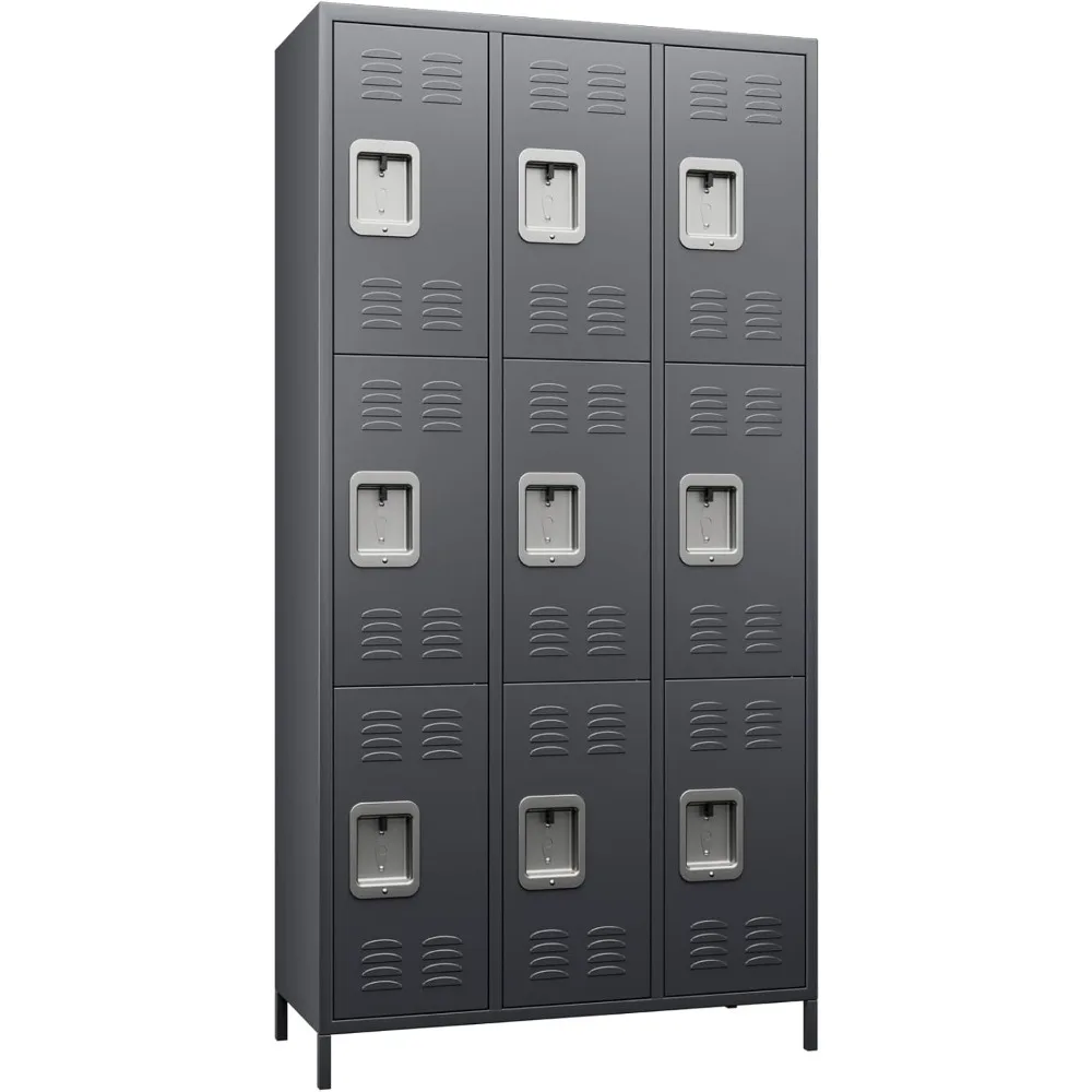 

9Doors Storage Locker Combination with 27Hooks,Double Tier Metal Locker for School Office Gym Home Employees Staff Sundries Room