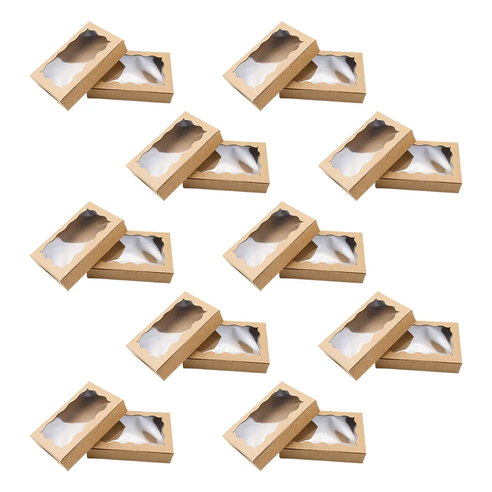 

20Pcs Kraft Paper Cake Boxes with Clear Window Pastry Dessert Bakery Cookie Packaging Cake Boxes Chocolate Packaging