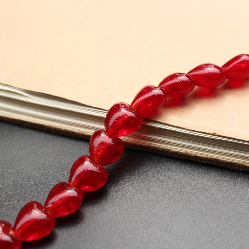 12mm Herzperlen, lampeffektveredelte Glasperlen, rot-rosa Mischung für Schmuckherstellung, Schmuckzubehör, weiße Accessoires, DIY Bijoux – Detail 5