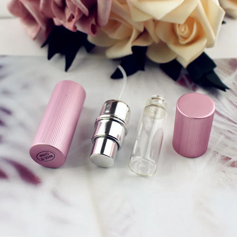 1 pz 5ml bottiglie di vetro profumo vuoto alluminio profumo atomizzatore metallo portatile viaggio Parfum flacone Spray fiale