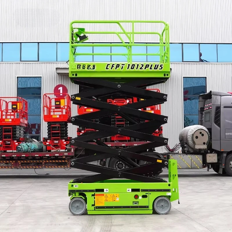 CFMG 10 متر/500 كجم محرك كهربائي عجلة متنقلة نوع مصاعد مقصية ذاتية الدفع منصة مصاعد عمل جوية مصعد مع CE ISO