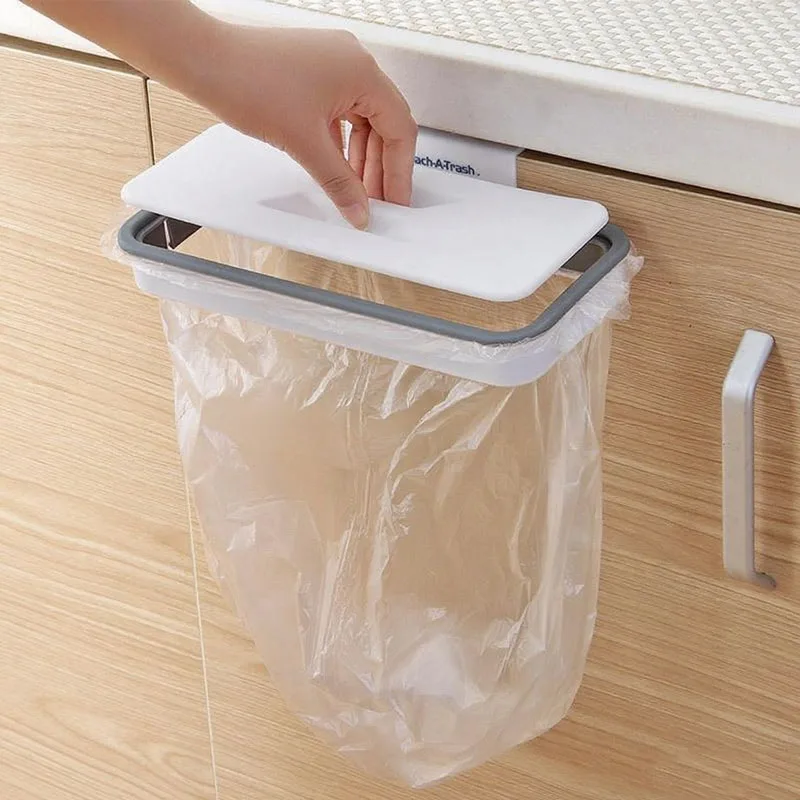 Bolsa colgante de basura, estante de almacenamiento de basura de cocina, gancho para bolsa, estropajo, soporte para estante seco, organizador de cocina, estante para platos