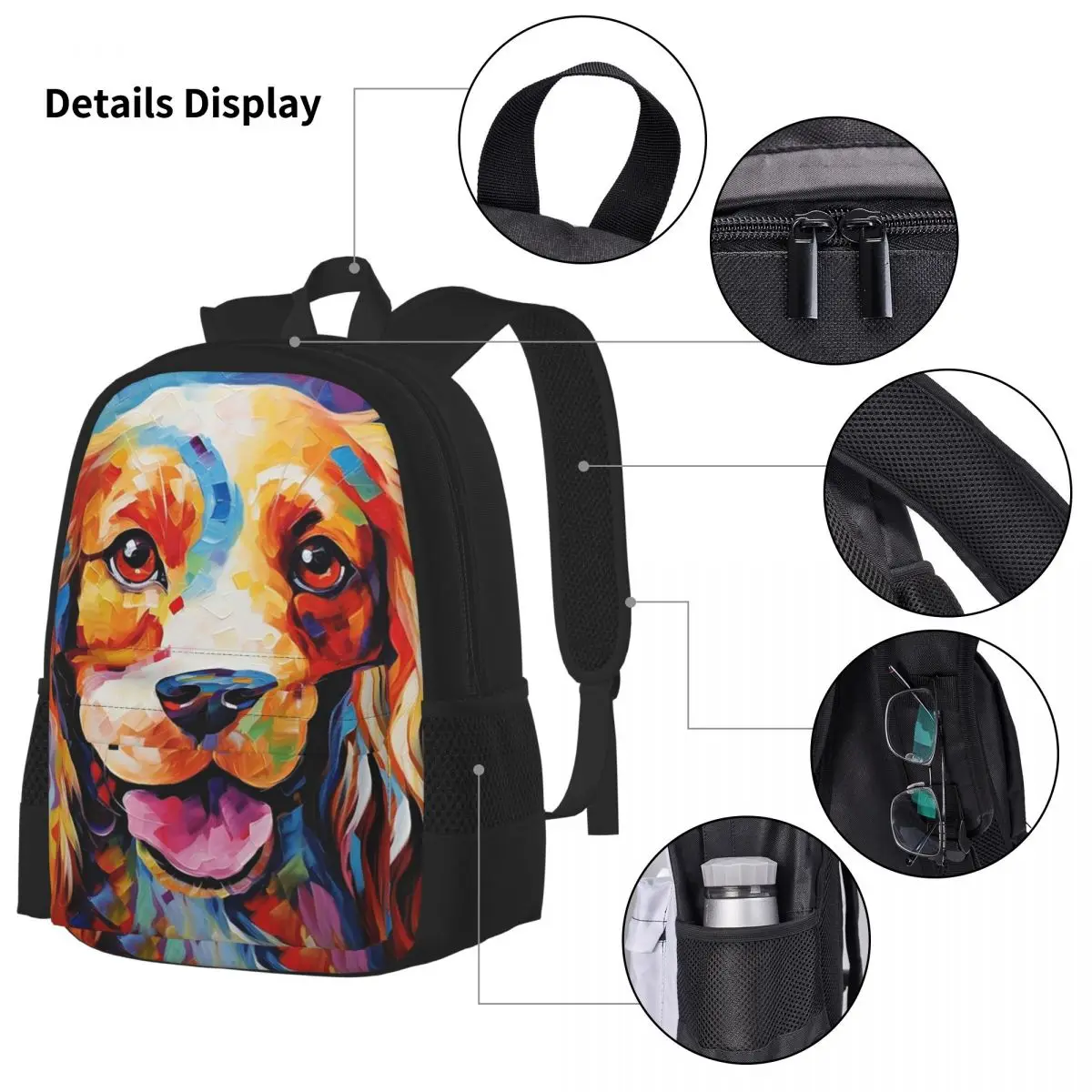 Mochilas Cocker Spaniel Presence para meninos e meninas, mochilas escolares para estudantes, mochila infantil, lancheira, caneta, conjunto de 3 peças