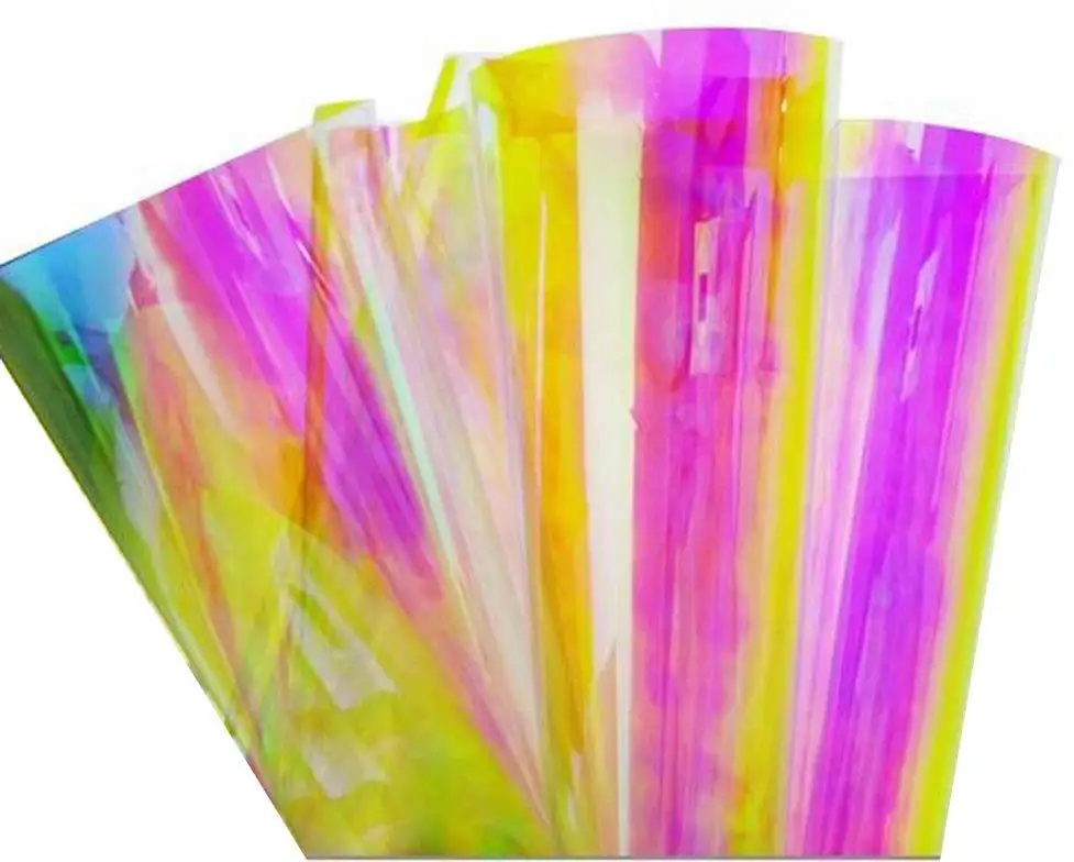 1.38*30 متر مركز تسوق مكتب بناء ملون مبهر أزرق أحمر لاصقة تزيين قوس قزح Dichroic نافذة تينت فيلم