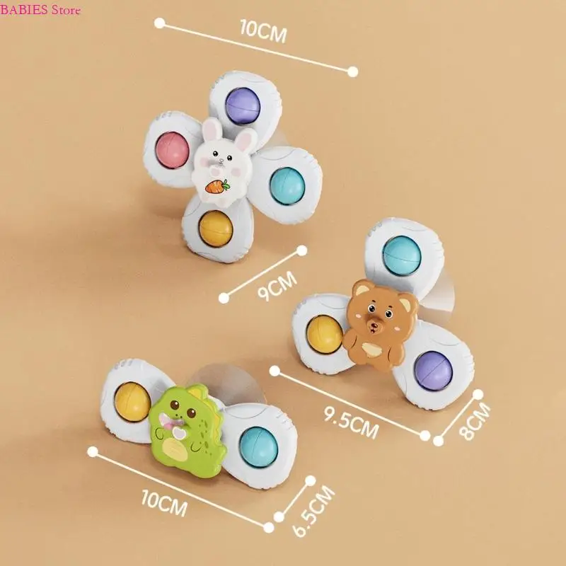 C9GB 3 個アニマルデザイン吸盤ホイールおもちゃ新生児シャワーギフト回転ホイール