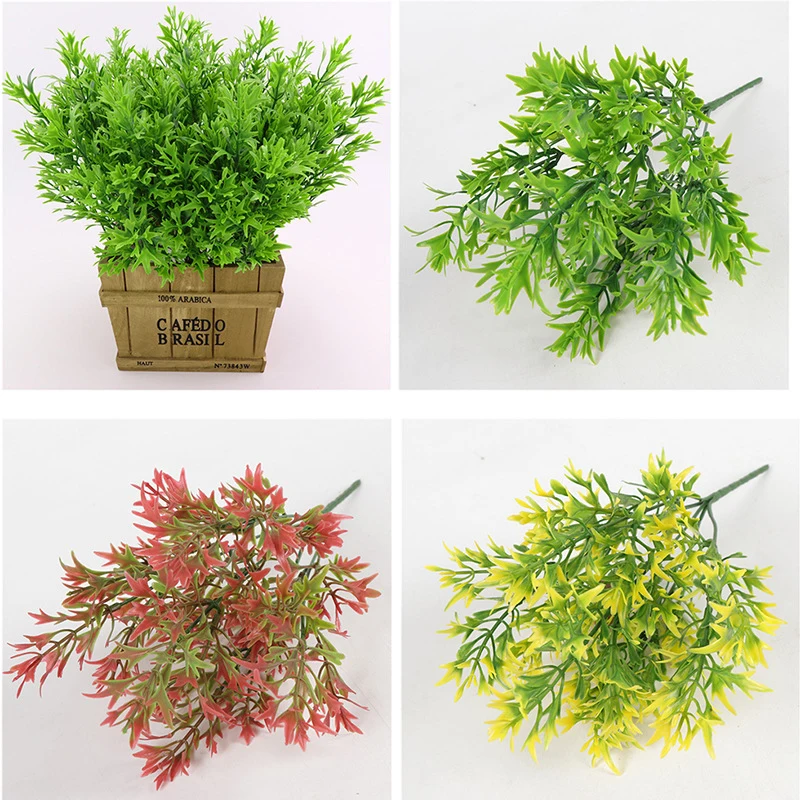 가짜 식물 유칼립투스 잔디 플라스틱 고사리, 녹색 잎, 인공 꽃, 웨딩 거실 테이블 장식, 홈 데코, 1 개