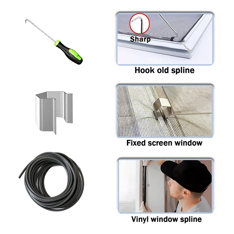 Screen Repair Kit, Screen Roller Tool, As Shown Nylon Roller 5-In-1 Screen Door Repair Kit For Installing Door And Window Grids