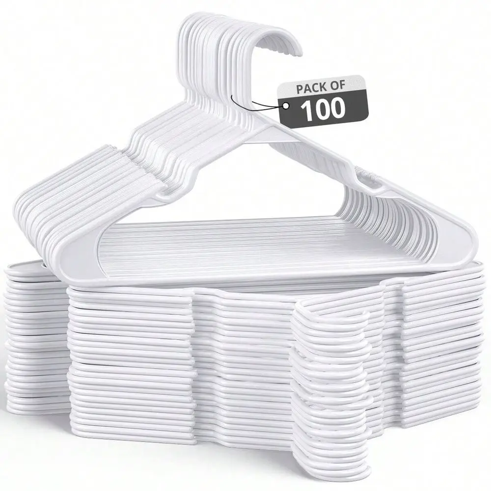 Paquete de perchas de plástico para adultos, para camisas, pantalones, abrigos, vestidos, faldas, trajes, chaquetas, perchas estándar gruesas para abrigos, diseño resistente y duradero.