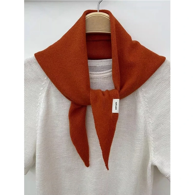 

Вязаный треугольный шарф из 100% чистой шерсти, шаль для женщин, осенне-зимний шарф с защитой шеи и защитой шеи