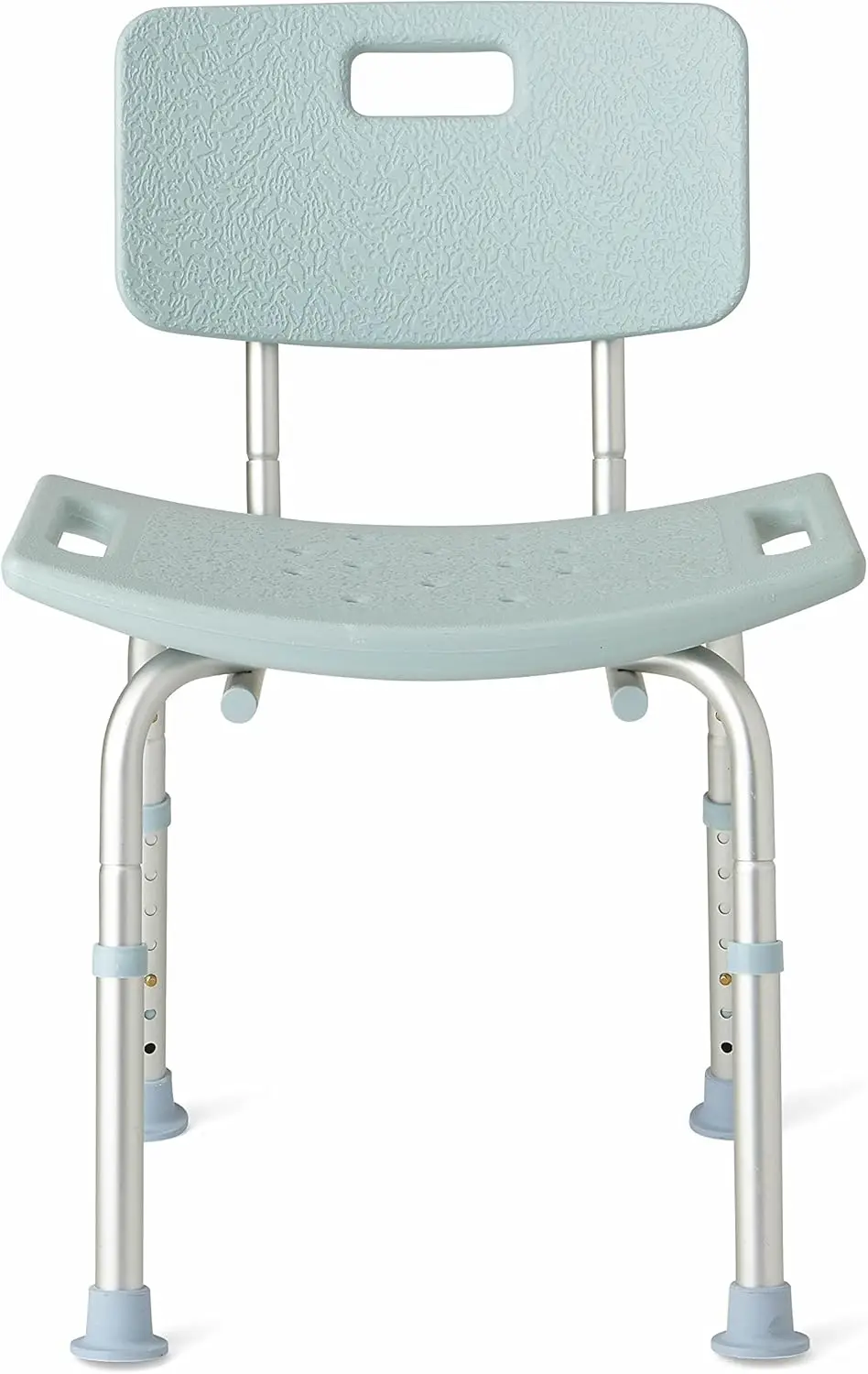 

Adjustable Shower Chair with Back Support, 300 lb Capacity, Microban Antimicrobial Protection, Light Blue