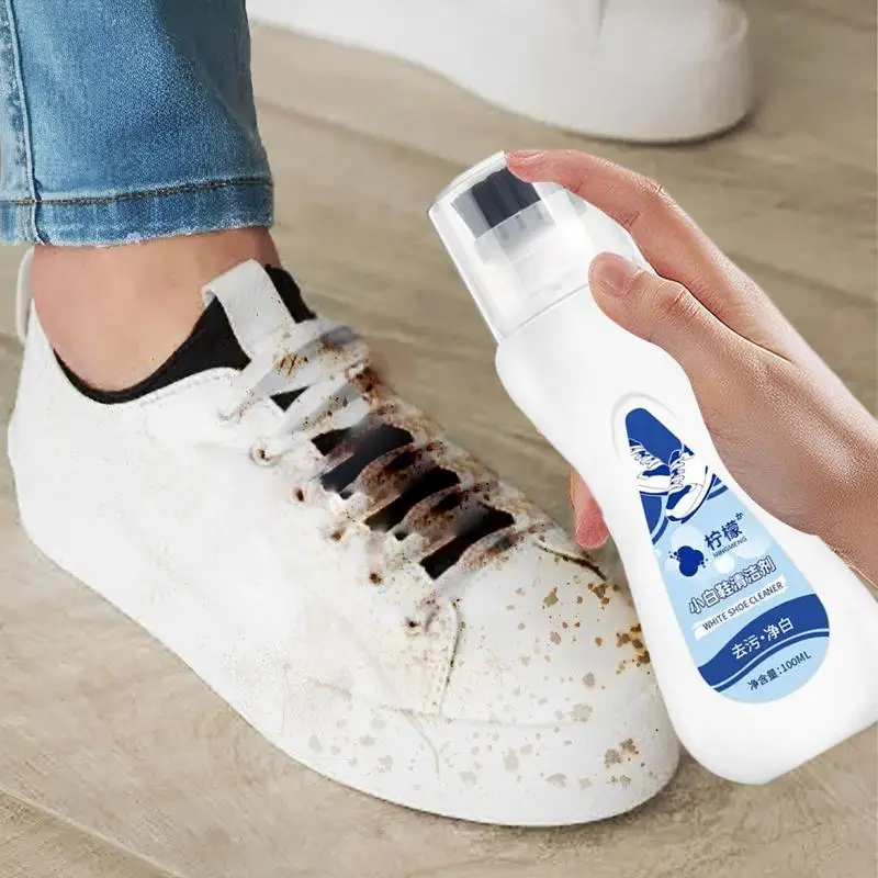 100ML Portable White Shoe Cleaner Sneaker Shoe Cleaner With Brush Shell Shoes Cleaning Accessories Shoes Cleaning Agent