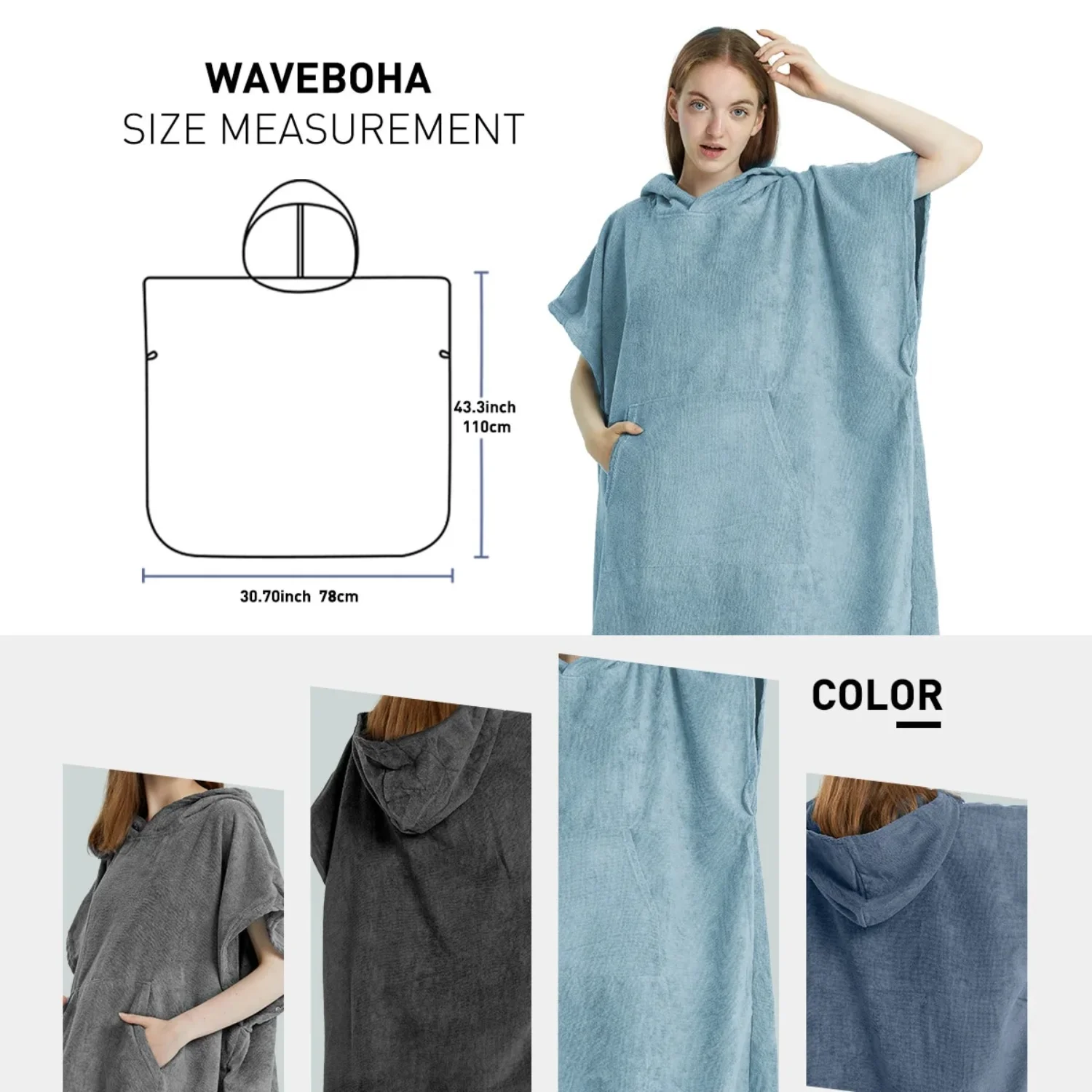 Surf Poncho Towel Poncho Quick-Dry Towel Hoodie Microfiber Beach Robe Changing Poncho Swim Towel Beach Poncho  Adults