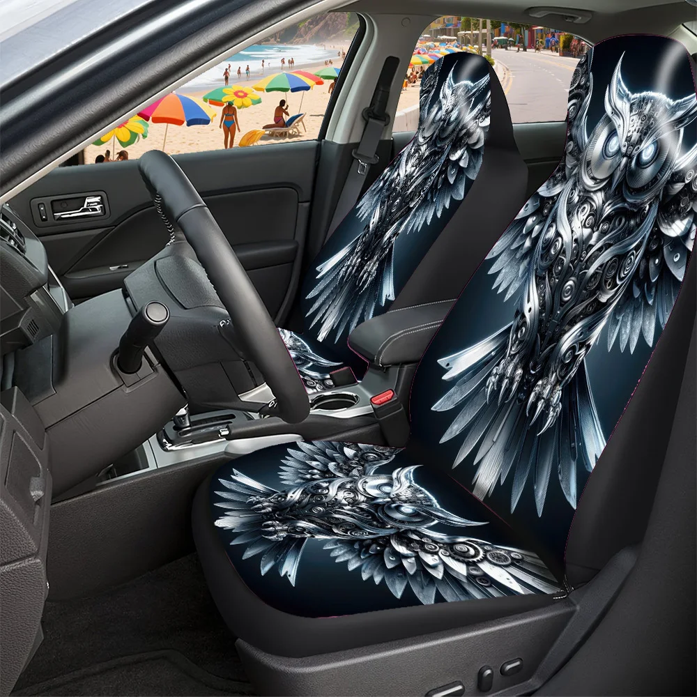 Halloween Christmas New Year Easter Themed Mechanical Owl Car Seat Covers | Premium, Universal Fit For Cars Suvs, Stylish Interi