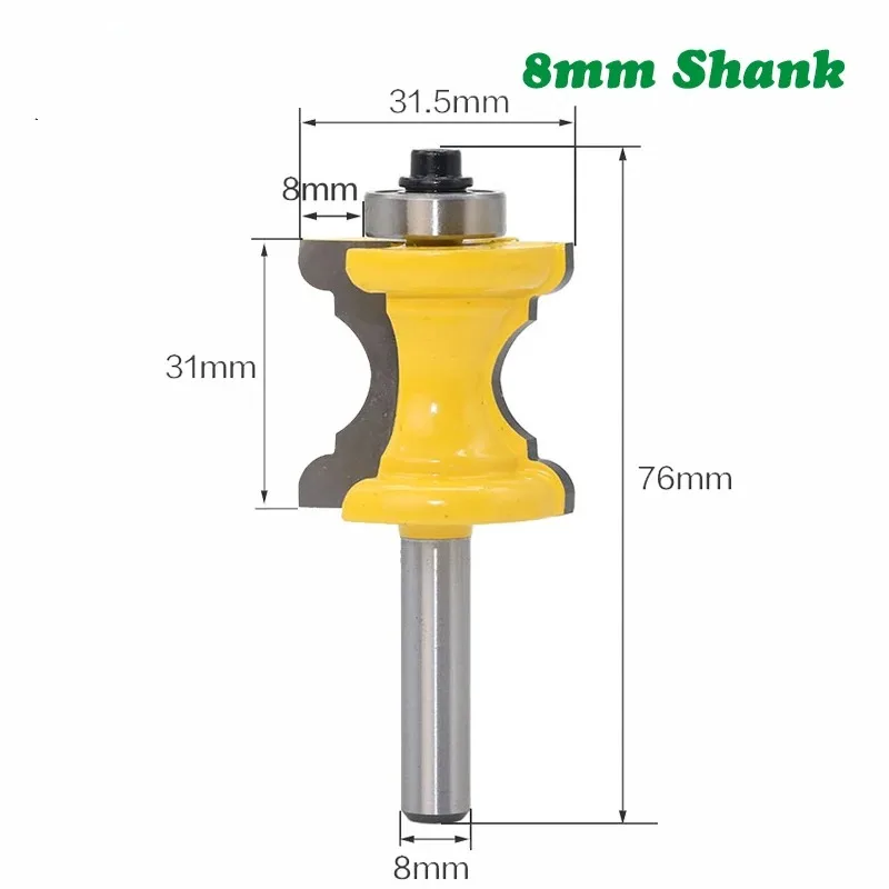 1PC 8mm Concave Radius Milling Cutters Convex Column Line knife Molding Router Bit Tenon Cutter for Woodworking MC02035