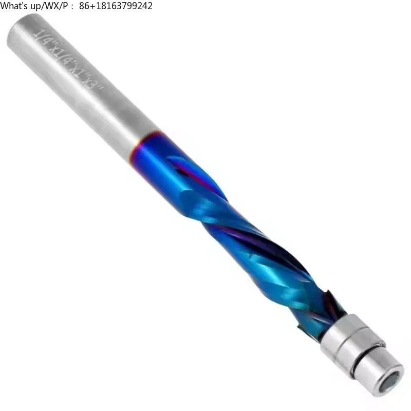 

Woodworking End Mill Solid Hard Alloy Bearing Guided Router Drill Bit 1/4 Inch Handle Spiral Edge Trimming Router Drill Bit