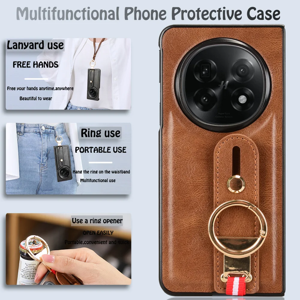 

Для OPPO Find N5 новый противоударный деловой кожаный чехол-браслет для Find N 5 CPH2671 PKH110 5G CNon-скользящий защитный чехол