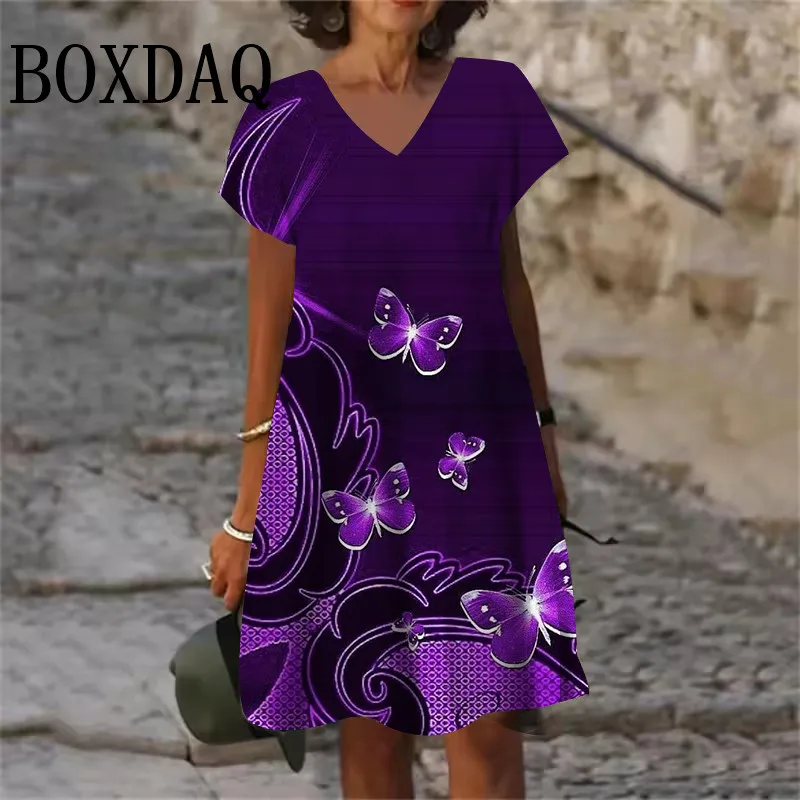 9XL Large Sizes Dress Women Sundress Casual V-Neck Short Sleeve Loose Dress  Summer Retro Flowers Plant Print Dress Plus Size 8XL - AliExpress