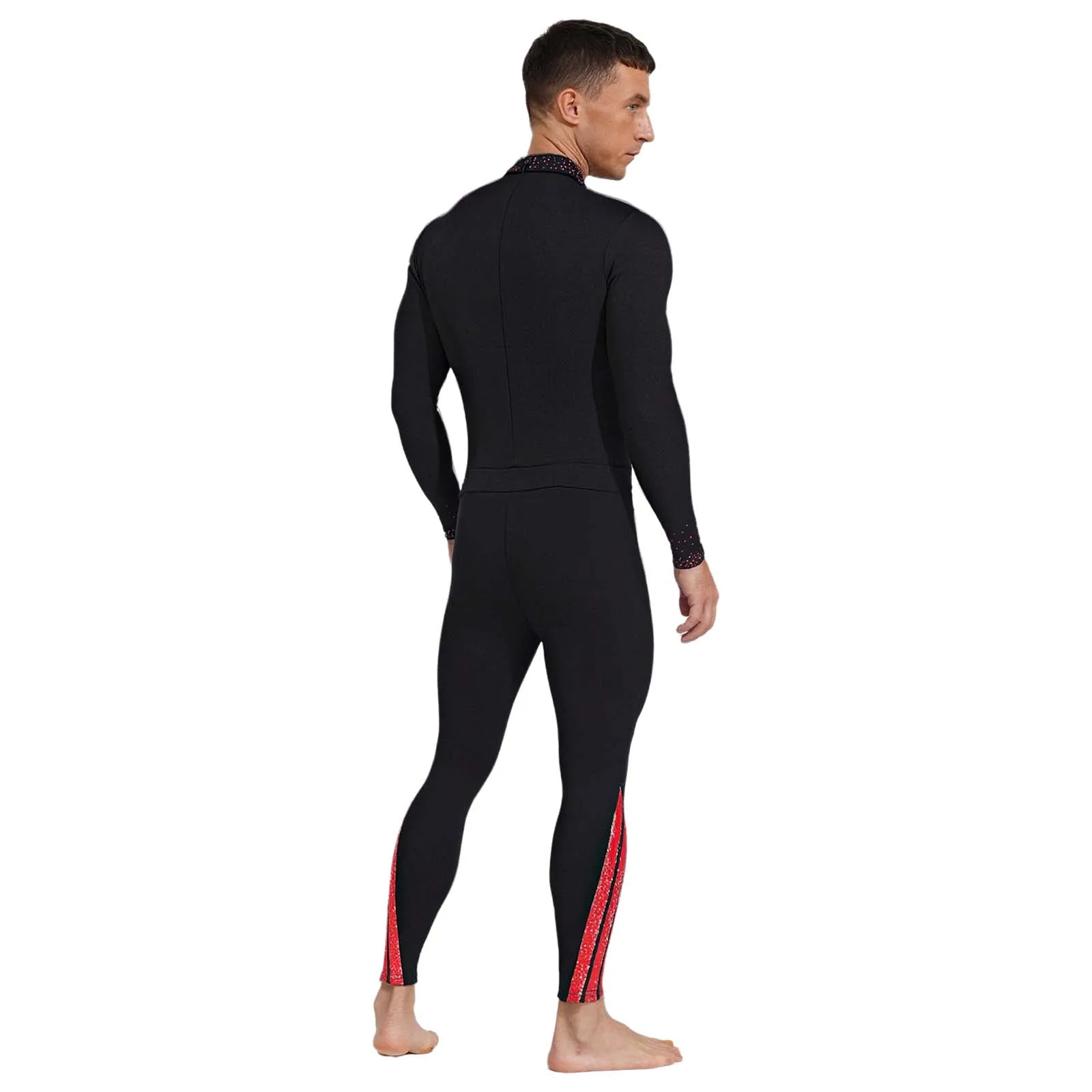 ชุดแสดงกายกรรมศิลป์สำหรับผู้ชาย ชุดแสดงสเก็ตลีลา ชุดบัลเลต์ ชุดเต้นลาติน แทงโก้ ชุดรัดรูปแบบมีกากเพชร เสื้อบอดี้สูทพร้อมกางเกง