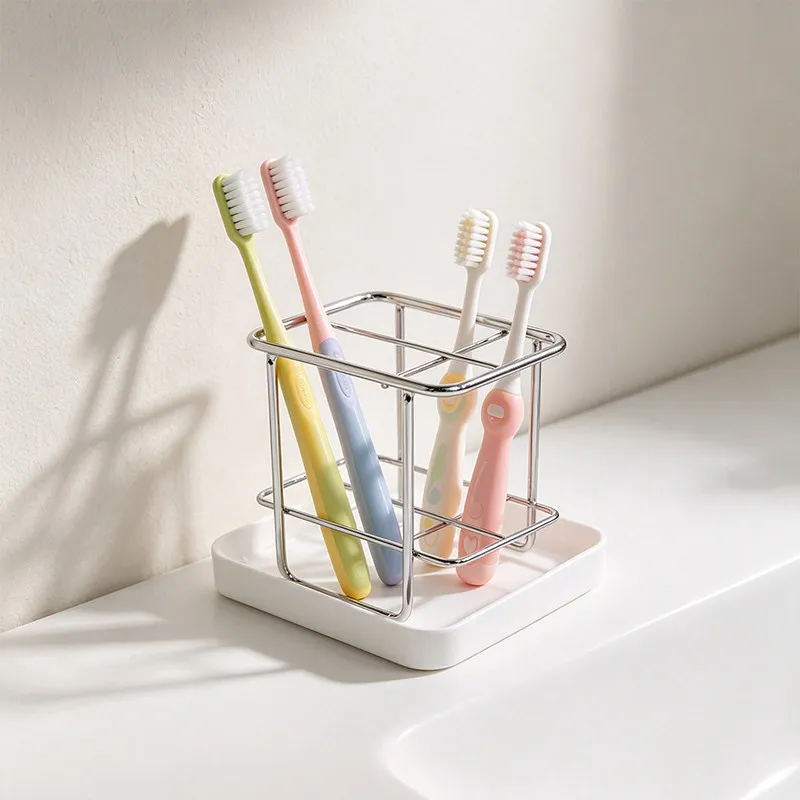 Stainless Steel Toothbrush Holder Storage Ornaments Bedroom Bathroom Toilet Desktop Toothbrush Shelf Crafts Bathroom Accessories