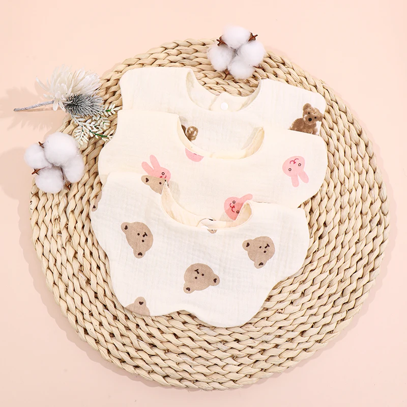 

3PCS Cotton Gauze Baby Feeding Bibs Summer Soft Cartoon Petal Infants Print Saliva Towel Newborn Toddler Burp Cloth Kids Bib