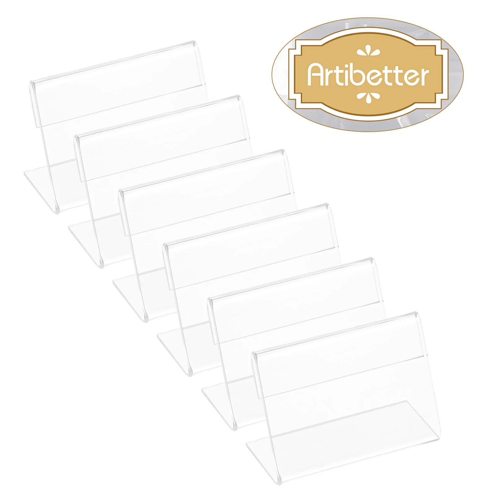 ARTIBETTER 20pcs Acrylic Sign Display Holder Price Name Cards Rack Label Slanted Tag Stand l shape display stand