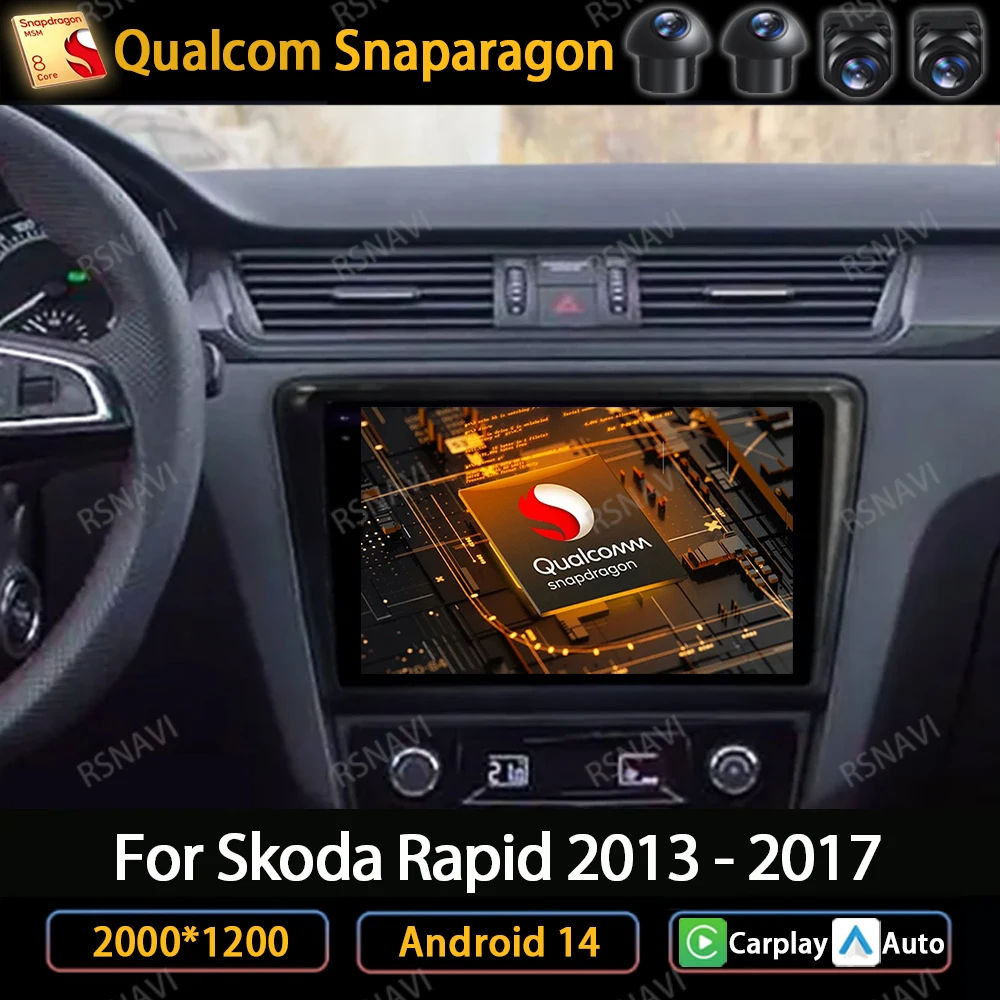 

Автомобильный радиоприемник на Android 14 для VW Skoda Rapid 2013 2014 2015 2016 2017 2018 2019 для Seat Toledo 2015 - 2018 Carplay Auto GPS Video 4G