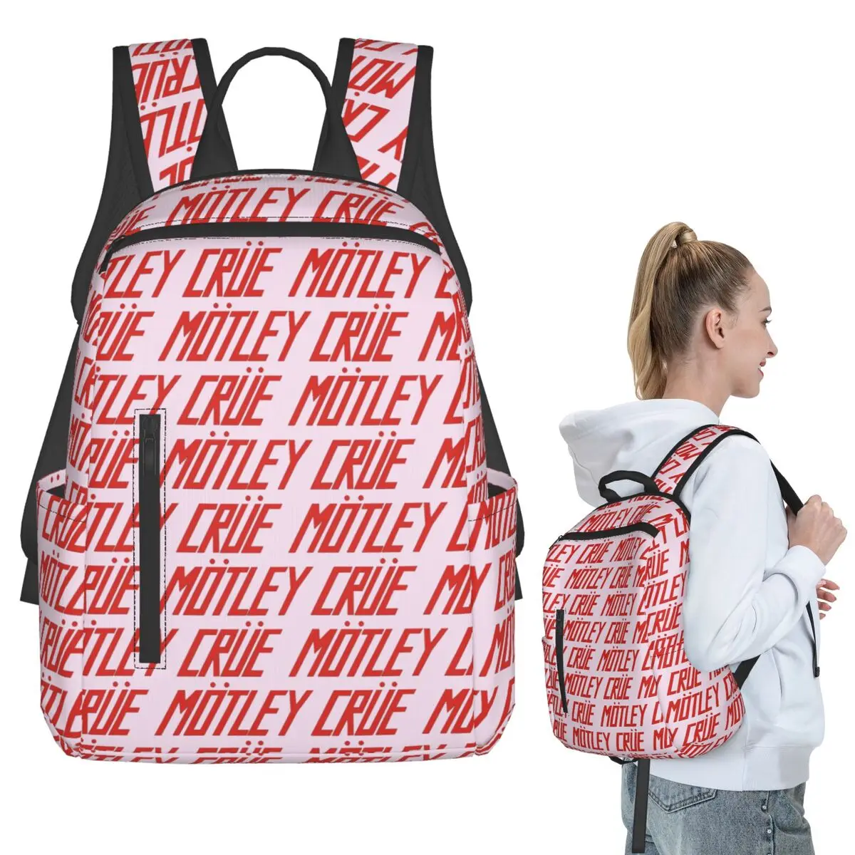 Motleys Crues Metal Rock  Backpack Student BookBag Boys Girls School Bag Laptop Shoulder Bags Men Women