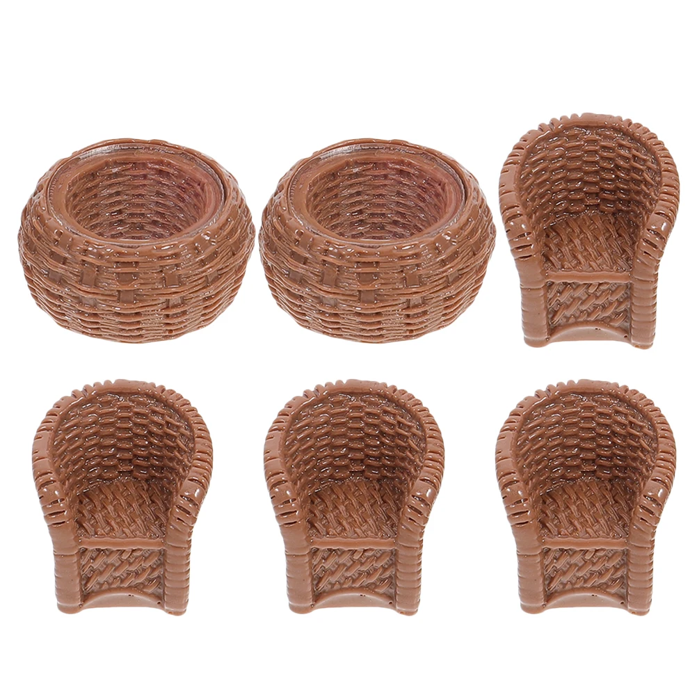 

1Set Miniature Table and Chairs Set 3D Resin Fairy Garden Furniture for Micro Landscape Decoration DIY Cream Glue Included Small