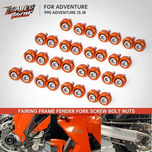 Imagen 1 del producto Pernos decorativos de tornillo de carenado de marco de motocicleta naranja para 990 Adventure 990adv R/S 2007-2012 tornillos basculantes de guardabarros de carrocería