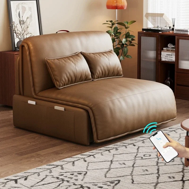 Intelligent electric voice remote control sofa bed, bedroom and living room multi-function foldable