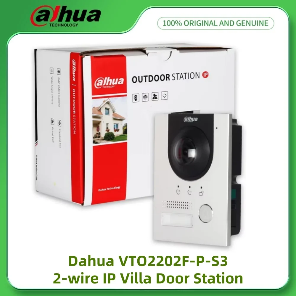 

Dahua VTO2202F-P-S3 2-проводная IP-дверная станция для виллы 2MP HD Colorful 168.6 ° Камера IK07 и IP65 IK07 и IP65 2-проводной PoE Видеодомофон