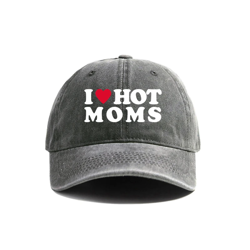 I Love Hot Moms Baseball Cap Summer Distressed Dad Hats Men Women Outdoor Adjustable Caps MZ-477