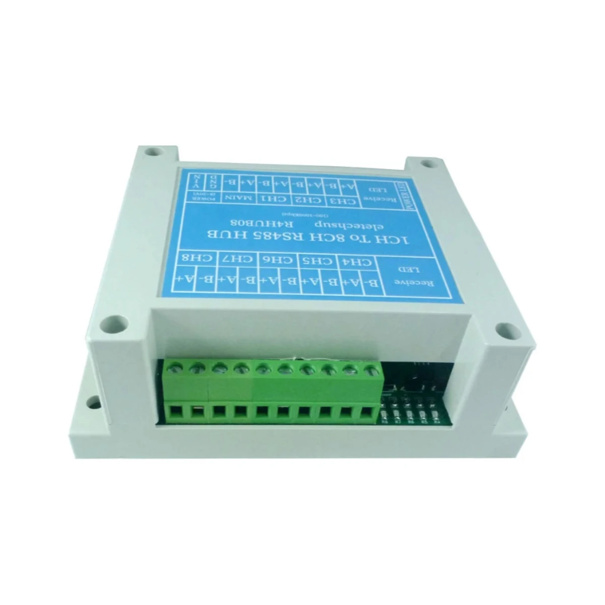 R4HUB08 DC 12V 24V 8 Port RS485 Hub Repeater Serial Port Signal Amplifier 100-1000Kbps for PLC PTZ Security Monitoring