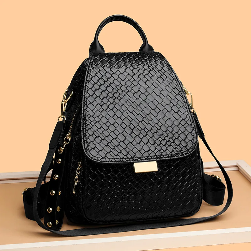 Backpack Women's New Fashion Trendy Cool Big Letter Woven Multi-purpose Travel Backpack Advanced Student Schoolbag