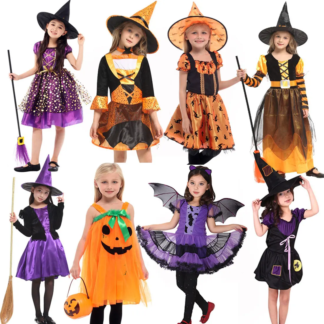 Halloween Maleficent Toddler Cute Bat Witch Pumpkin Lace Tutu Sequins Dress Evil Queen Cosplay Villain Witch Costume Wiard Gown