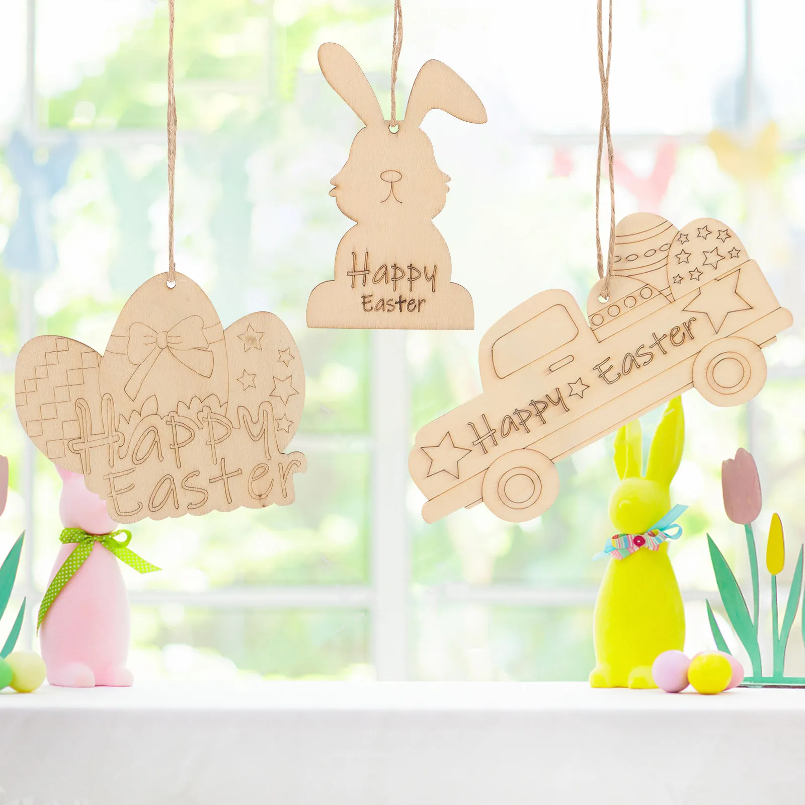 

50 шт. деревянных заготовок для поделок: пасхальные подвески, украшения для вечеринок, заготовки для росписи, неокрашенные деревянные фигурки, деревянные елочки для DIY