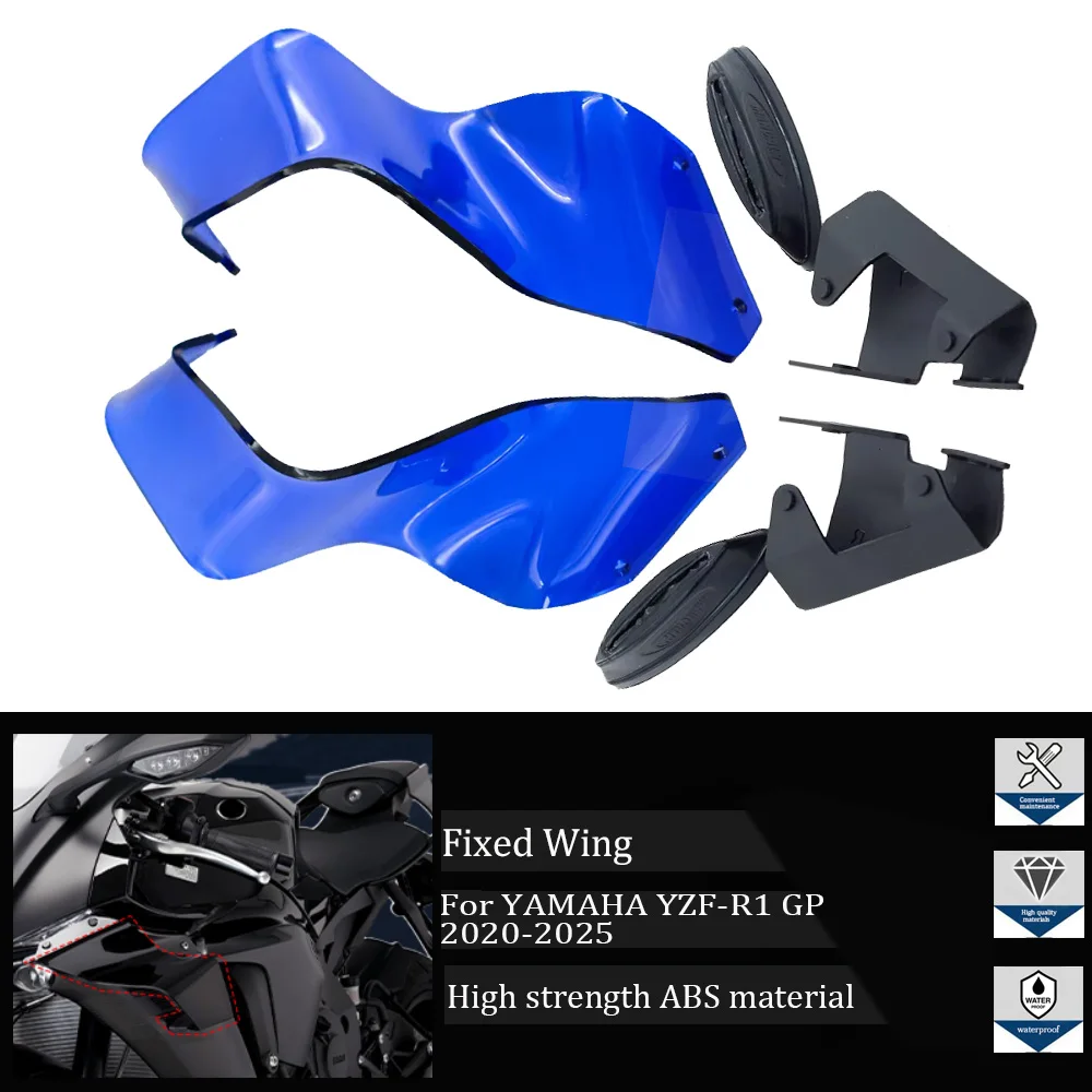 

Motorcycle Front Aerodynamic Wing Fixed Wing Spoiler For YAMAHA YZF-R1 YZFR1 YZFR1 GP 2020-2025 ABS Plastic Side Winglet Fairing
